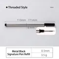 Premium 0.5mm metal black rollerball pen refill featuring threaded design and 113mm length - 0.5mm / Black Threaded Style