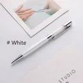 Elegant white metal ballpoint pen with sparkling crystal-filled barrel for luxury gifts - 1.0mm Black Ink / White