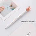 Elegant white ballpoint pen featuring orange polka dots and a rose gold pineapple topper - 1.0mm Bullet Head / White Polka Dot