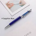 Elegant royal blue metal ballpoint pen filled with shimmering blue crystals for gifts - 1.0mm Black Ink / Sapphire Blue
