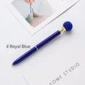 Elegant royal blue metal ballpoint pen with a sparkling blue crystal ball top decoration - Bullet Type 1.0 Black Ballpoint Refill / Sapphire Blue