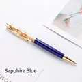Royal blue gold foil ballpoint pen with metallic rotating barrel - Sapphire Blue