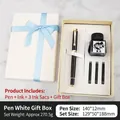 High-quality metal fountain pen gift set including ink and cartridges in white box - 0.5mm / White Set