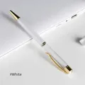 Elegant DIY metal ballpoint pen in white and gold with clear tube and crystal top detail - White