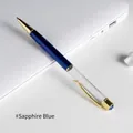 Elegant royal blue metal DIY ballpoint pen featuring a transparent empty barrel section. - Sapphire Blue