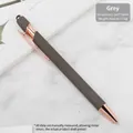 Premium matte grey metal ballpoint pen with rose gold accents and stylus tip for screens - Retractable Stylus Pen / Gray