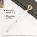 Elegant white ballpoint pen featuring a large sparkling crystal diamond topper for gifts - White