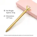 Elegant gold metal ballpoint pen with a large crystal diamond top, perfect for gifts - Luxury Gold