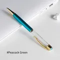 Elegant peacock green DIY metal ballpoint pen with transparent barrel and gold trim - Peacock Green
