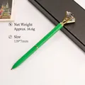Green metal ballpoint pen with a large sparkling diamond top for gift - Grass Green