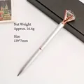 Silver metal ballpoint pen with a large diamond top and rose gold accents - Matte Silver Rose Gold