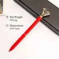Elegant red metal ballpoint pen featuring a large crystal diamond top for luxury gifting - China Red