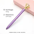 Elegant purple metal ballpoint pen with a large sparkling diamond top, creative office gift - Purple