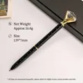 Elegant black polka dot ballpoint pen featuring a large glass diamond crystal topper for gifts - Small Polka Dots