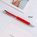 Elegant red metal ballpoint pen filled with sparkling red crystals for office decor - Red