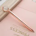 Elegant rose gold metal ballpoint pen with globe ornament top for stylish office gift - 1.0mm Black Ink / Rose Gold