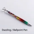 Sparkling colorful glitter ballpoint pen with a stunning large diamond crystal top - Iridescent