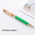 Luxury metal ballpoint pen with gold leaf flakes in oil barrel, grass green variant - Grass Green