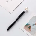 Elegant black metal twist ballpoint pen featuring a large decorative white pearl top - Black / Bullet Type 1.0 Black Ballpoint Refill
