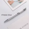 Matte silver metal ballpoint pen with crystal rhinestones inside the barrel - 1.0mm Black Ink / Matte Silver