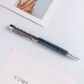 Elegant grey metallic ballpoint pen filled with sparkling crystals for office use - Gray
