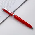 Elegant red metal rollerball pen with silver trim, 0.5mm fine tip for business gifting. - Red Silver