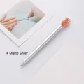Elegant matte silver ballpoint pen featuring a rose gold pineapple top for business gifts. - 1.0mm Bullet Head / Matte Silver