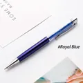 Elegant royal blue metal ballpoint pen filled with sparkling crystal rhinestones for gifts - 1.0mm Bullet Tip Black Ink / Sapphire Blue