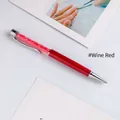 Elegant metallic crystal ballpoint pen with wine red body and sparkling filler - Burgundy