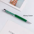 Elegant army green metal ballpoint pen filled with sparkling green crystals on a desk - Army Green