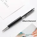 Elegant black crystal metal ballpoint pen with sparkling decorative rhinestones - 1.0mm Bullet Tip Black Ink / Black