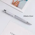 Elegant frosted silver crystal ballpoint pen with sparkling diamond filling. - Matte Silver