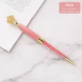 Elegant pink metal crown ballpoint pen with sparkling crystal filling for office decor - Bullet Type 1.0mm (156x11mm) / Pink