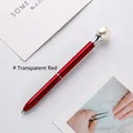 Elegant metallic ballpoint pen in transparent red with a large white pearl top - Transparent Red / Bullet Type 1.0 Black Ballpoint Refill