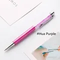 Elegant pink metal ballpoint pen with purple crystals in the transparent barrel - 1.0mm Bullet Tip Black Ink / Magnificent Purple