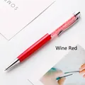 Elegant metal ballpoint pen featuring red crystals and a wine red finish barrel - 1.0mm Bullet Tip Black Ink / Burgundy
