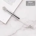Elegant bright silver metal crown ballpoint pen with sparkling clear crystals detail - Bullet Type 1.0mm (156x11mm) / Bright Silver