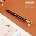 Elegante penna a sfera in metallo nero con un grande diamante in cristallo sfaccettato. - Nero Oro