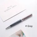 Eleganter grauer Metallkugelschreiber mit Kristallfüllung für Geschenk und Büro. - Grau
