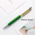 Elegant army green ballpoint pen featuring a sparkling crystal-filled upper barrel design - 1.0mm Bullet Tip Black Ink / Army Green