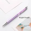 Elegant light purple crystal ballpoint pen with a smooth metallic barrel finish - 1.0mm Bullet Tip Black Ink / Light Purple