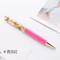 Elegant rotating metal ballpoint pen with gold foil flakes in watermelon red finish - Watermelon red