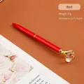 Elegante penna a sfera in metallo rosso con un grande diamante in cristallo scintillante - Rosso