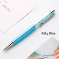 Elegant sky blue crystal ballpoint pen with rhinestone barrel for business gifts - 1.0mm Bullet Tip Black Ink / Sky Blue