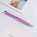 Elegant purple metal ballpoint pen featuring sparkling crystal diamond filling decoration - Purple