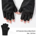 Professional short black UV protection manicure gloves for anti-tan nail lamp protection - UV Protection Gloves / 1 Pair