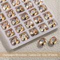 Strass en cristal K9 champagne avec forme carrée facettée pour le nail art de luxe - Carré Coussin / 10*10mm (2 Pcs/Paquet)