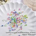 Aurora colorful rectangular nail rhinestones 4x6mm, approximately 50 pieces pack - Emerald Cut Zircon