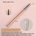 Pro nail art liner brush with 12mm synthetic bristles and 160mm handle for fine detailing - Liner Brush-Long (08#茶色杆光疗笔)