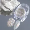 Iridescent aurora opal nail powder flakes No. 08 for a fairy-like gradient manicure - 08# Firefly Forest / Aurora Opal Powder